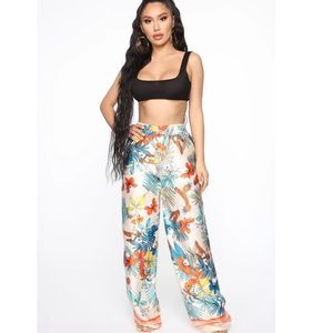 Tropical Satin flare pants